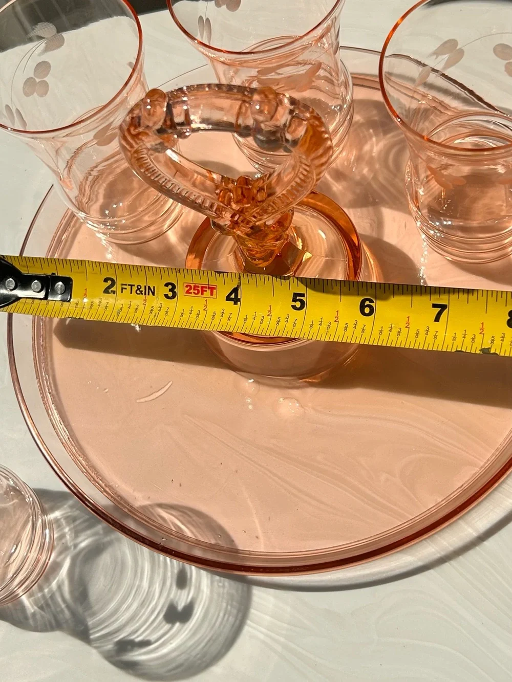 Anchor Hocking Mayfair Bridge Poker tray Tumbler set 1930s pink depression glass